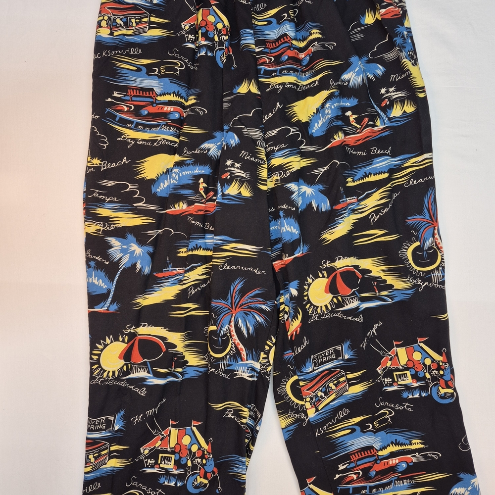 VTG 90s Sarah Bentley Aloha Florida Cities 22" Capris Travel Sz L Women's EUC